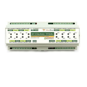 Denkovi Wi-Fi 16 Relay (10A) Board DIN Rail Box 12VDC- ModBus TCP, Timers, Wi-Fi 802.11 Interface [2美國直購]