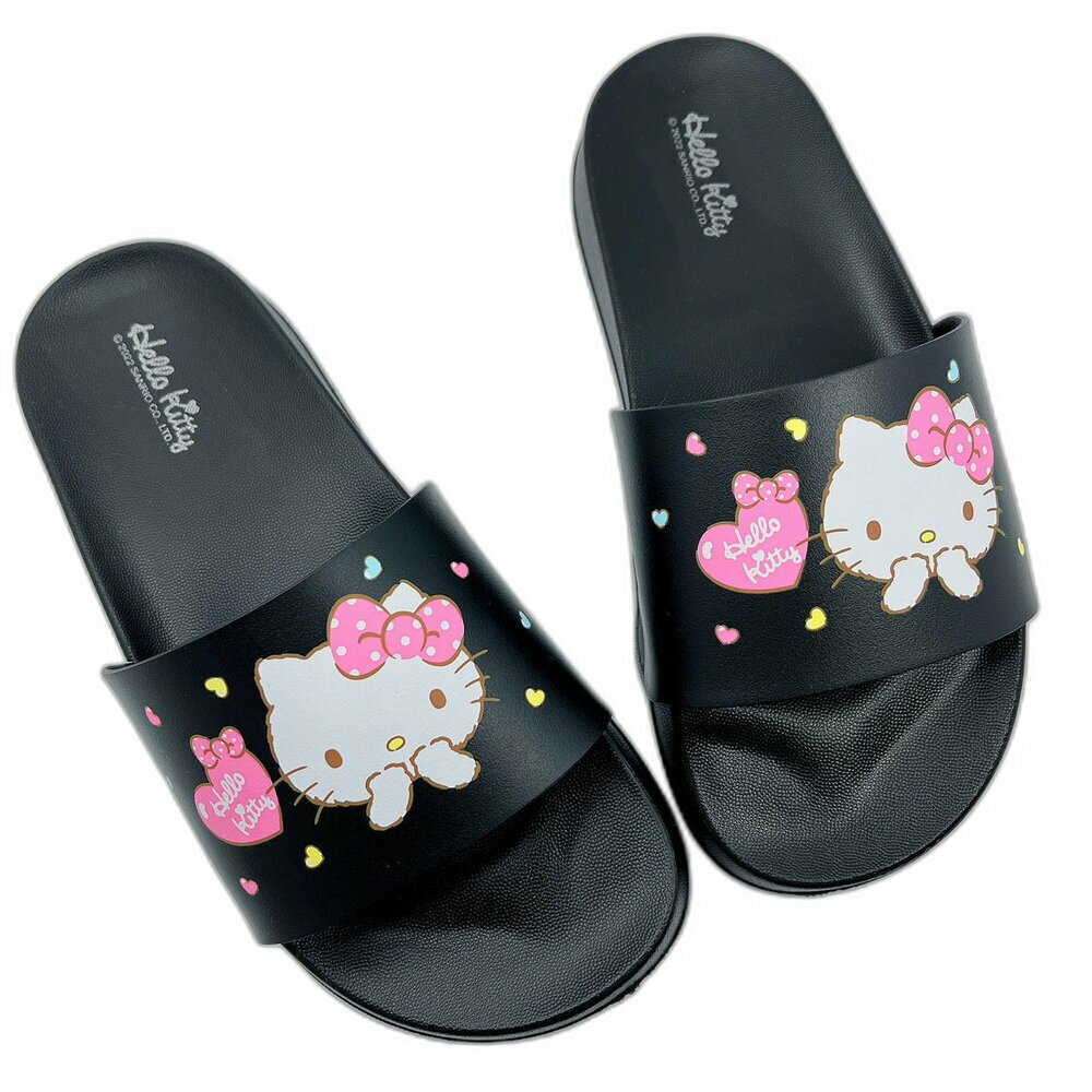 台灣製Hello Kitty拖鞋-黑色 - 兒童拖鞋 女童鞋 涼鞋 室內鞋 拖鞋 台灣製 三麗鷗 HELLO KITTY SANRIO