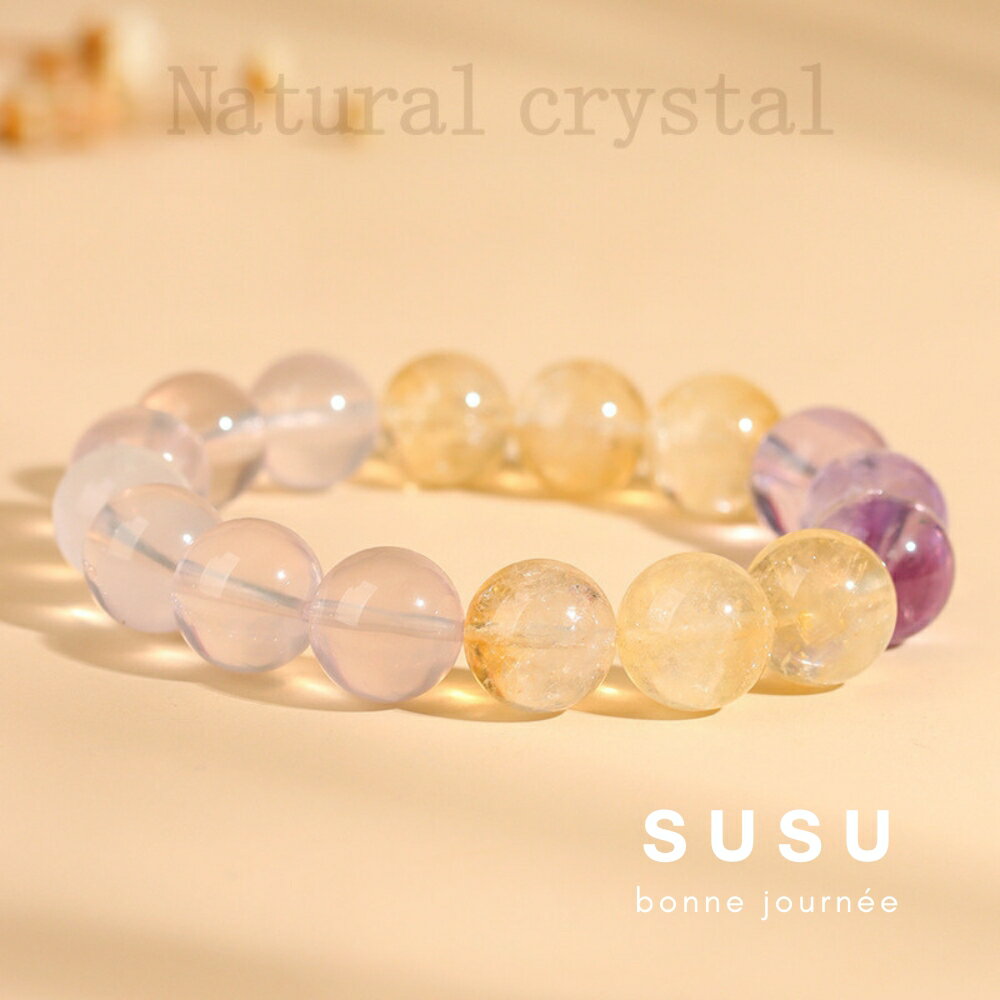 SU SU︱星辰戀曲水晶手鍊❤️星光粉 黃阿賽 月光石 紫水晶 事業運 招財 轉運 能量 防小人 1