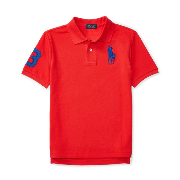 美國百分百【Ralph Lauren】Polo 衫 RL 短袖 網眼 上衣 寶藍大馬 男款青年版 XS S號 冠軍紅 B003
