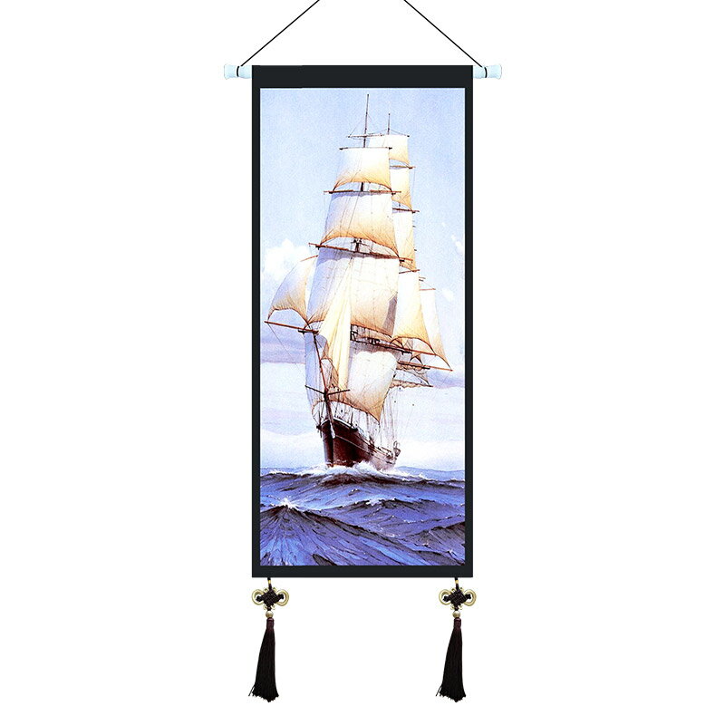 北歐帆船掛毯一帆風順掛布客廳酒店茶樓超大背景裝飾畫遮擋布畫