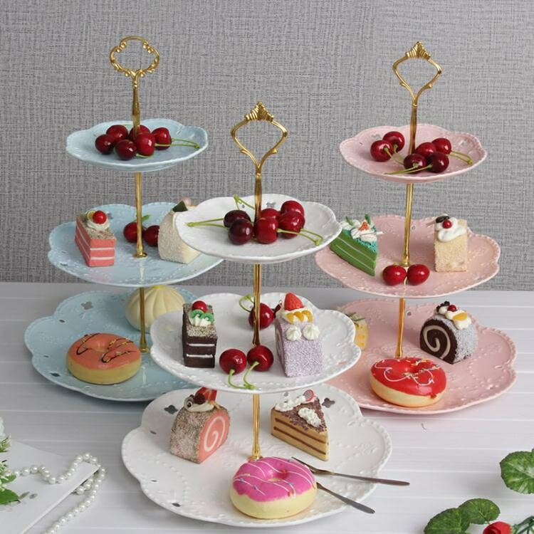 水果盤 瓷江湖陶瓷水果盤歐式三層點心盤蛋糕盤多層糕點盤客廳糖果托盤架