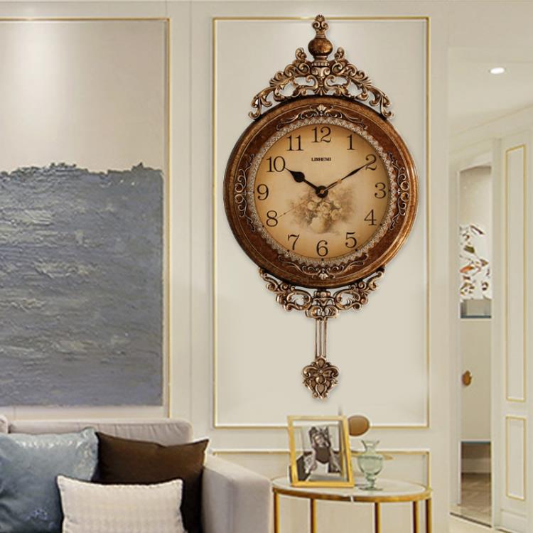 美式時鐘掛鐘客廳歐式簡約復古創意家用大氣靜音壁掛時尚石英鐘表
