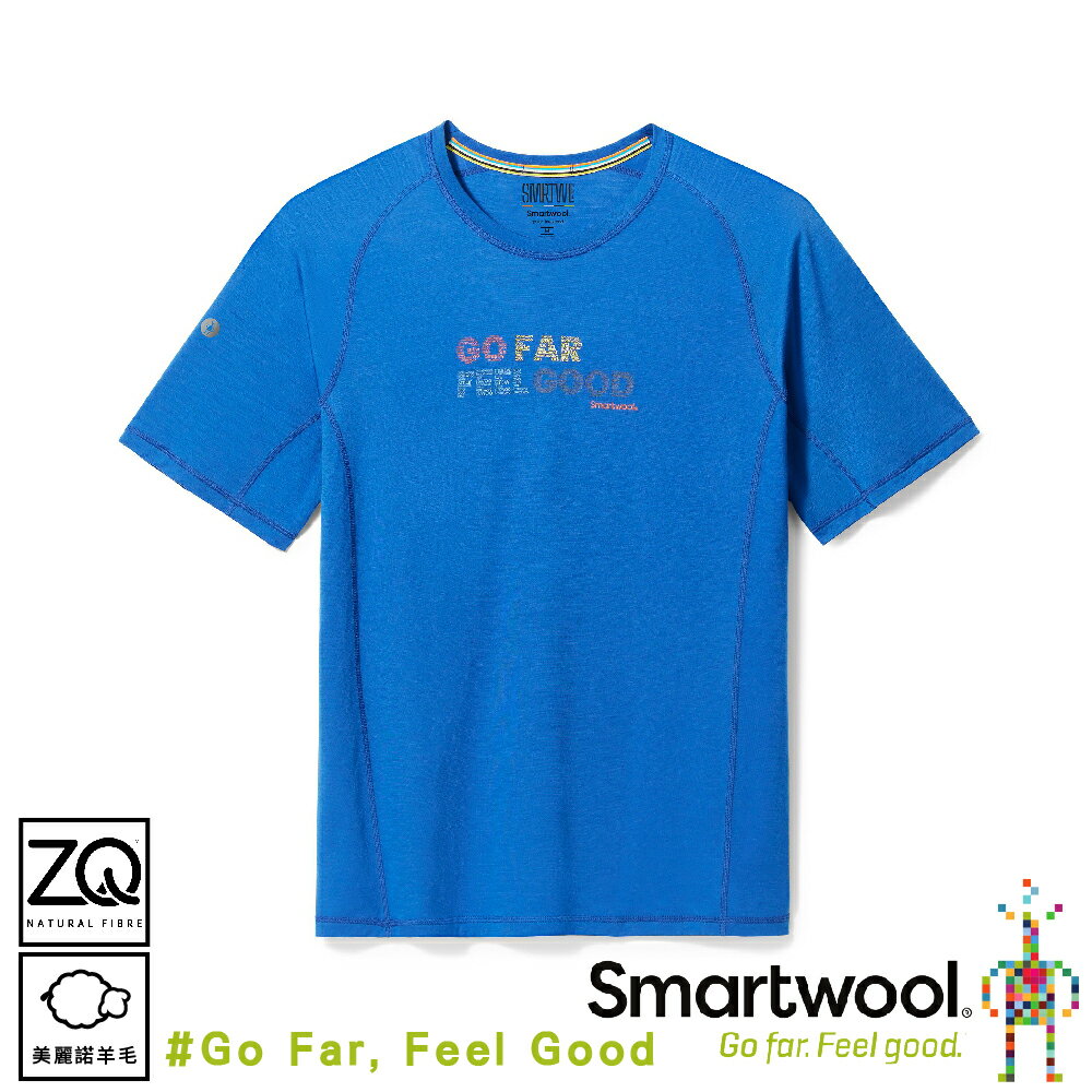 【SmartWool 美國 男 塗鴉運動型超輕短Tee/Go Far Feel Good《莓藍》】SW017025/排汗衣