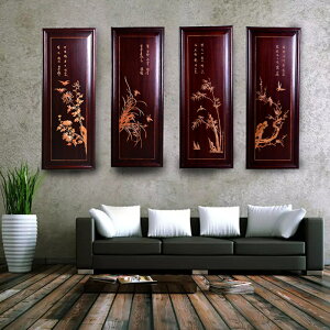 木雕四季梅蘭竹菊花鳥掛屏風隔玄關客廳背景墻裝飾品擺件桃木掛屏