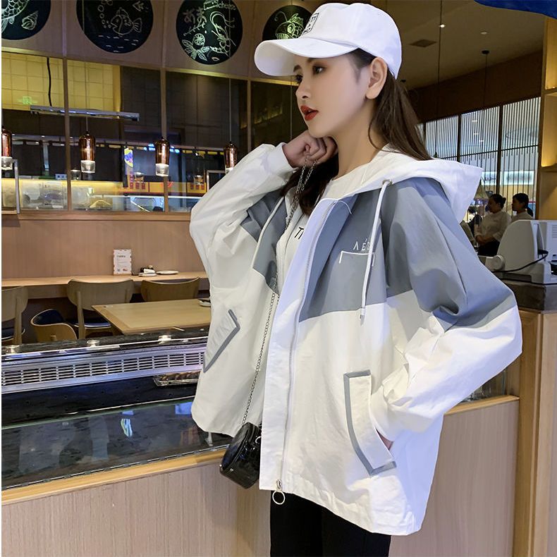 風衣夾克外套女短款小個子拼色時尚工裝流行外套春秋季