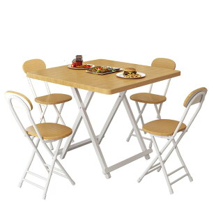 一桌四椅折疊靠墻可折疊長條桌戶外小吃餐桌椅木質簡易飯桌簡易桌1入