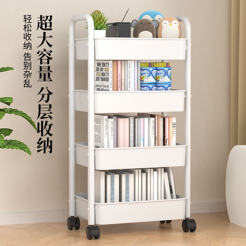 免運/快速出貨 可移動小推車置物架鐵藝帶輪書架學生宿舍書本兒童零食多層收納架