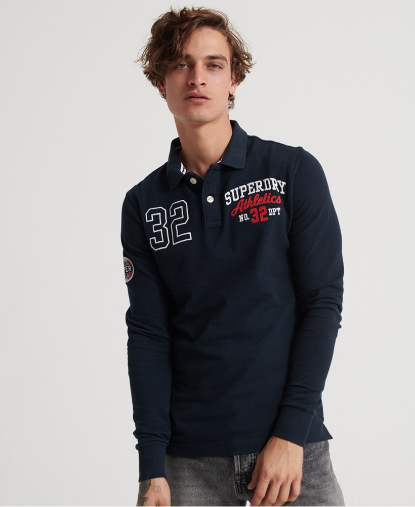 跩狗嚴選 極度乾燥 Superdry 海軍深藍 有機棉 長袖 Polo衫 藍紅 Logo 素色 上衣 透氣 素T