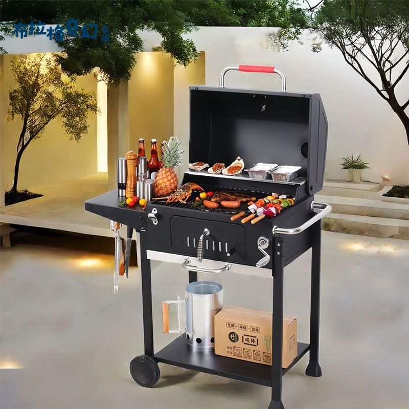美式 移動兩用 燒烤爐 燒烤烤爐 庭院 戶外 烤肉別墅木炭 家用 BBQ 爐子[03190310]