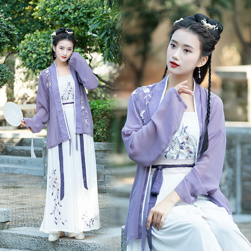 夏季中國風傳統改良日常漢服女裝復古刺繡吊帶褙子搭配宋褲女1入
