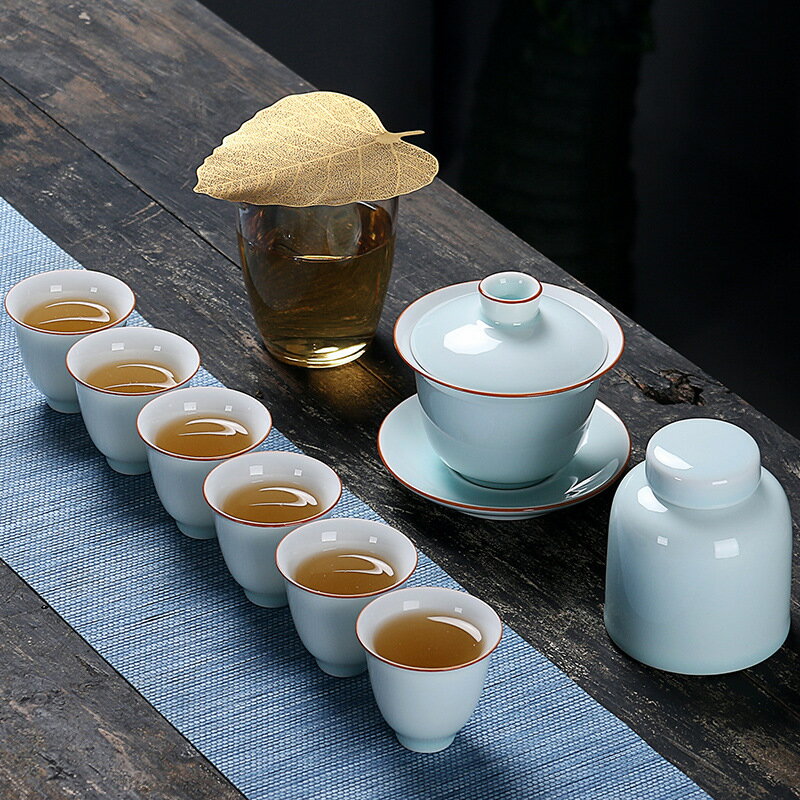 功夫茶具套裝家用喝茶陶瓷品茗茶杯整套商務禮品茶具玻璃批發