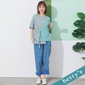 betty’s貝蒂思 鬆緊牛仔刺繡長褲(淺藍)