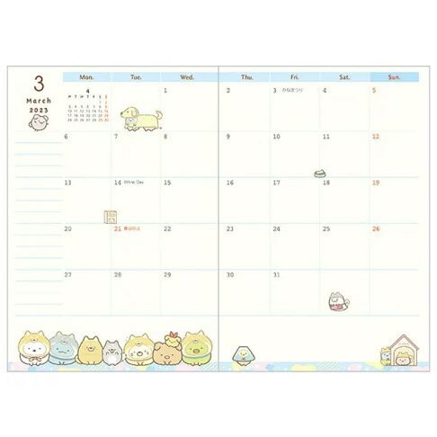 【震撼精品百貨】2023年 掛曆/年曆/手帳~角落生物 Sumikko Gurashi~ 2023年曆手帳附便條收納袋*81469 5