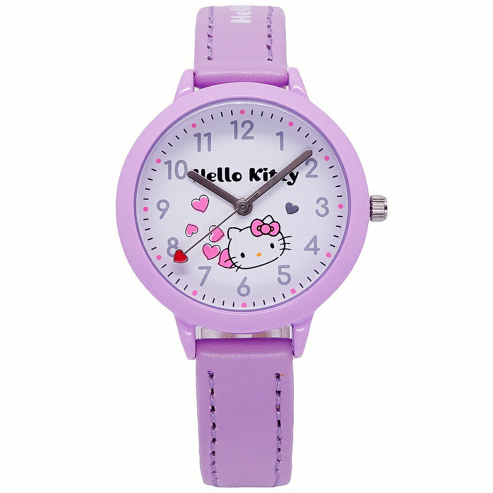 Hello Kitty 可愛俏皮惹人愛時尚造型腕錶-淺紫色-KT072LVWV