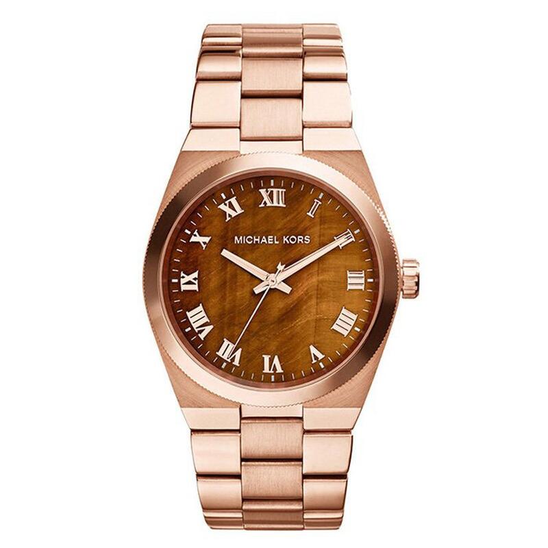 『Marc Jacobs旗艦店』美國代購 Michael Kors 個性時尚奢華大方褐色錶盤不鏽鋼腕錶
