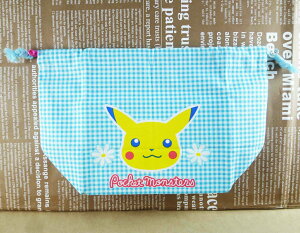 【震撼精品百貨】神奇寶貝 Pokemon 束口袋-皮卡丘(藍格) 震撼日式精品百貨