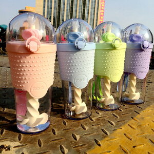 韓國創意個性情侶水杯 攪拌杯奶昔、冰沙 果汁隨手杯 吸管杯 水壺 成人、學生帶蓋杯子