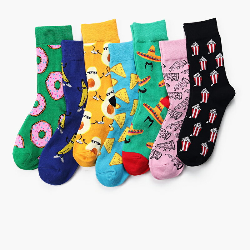 三雙 鹿妖商店 食物織花棉襪 百搭短襪時尚 男襪子 甜甜圈襪