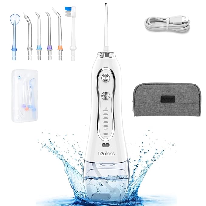H2ofloss【美國代購】 無線水牙線 便攜口腔沖洗器 牙套 充電牙齒清潔器hf-2
