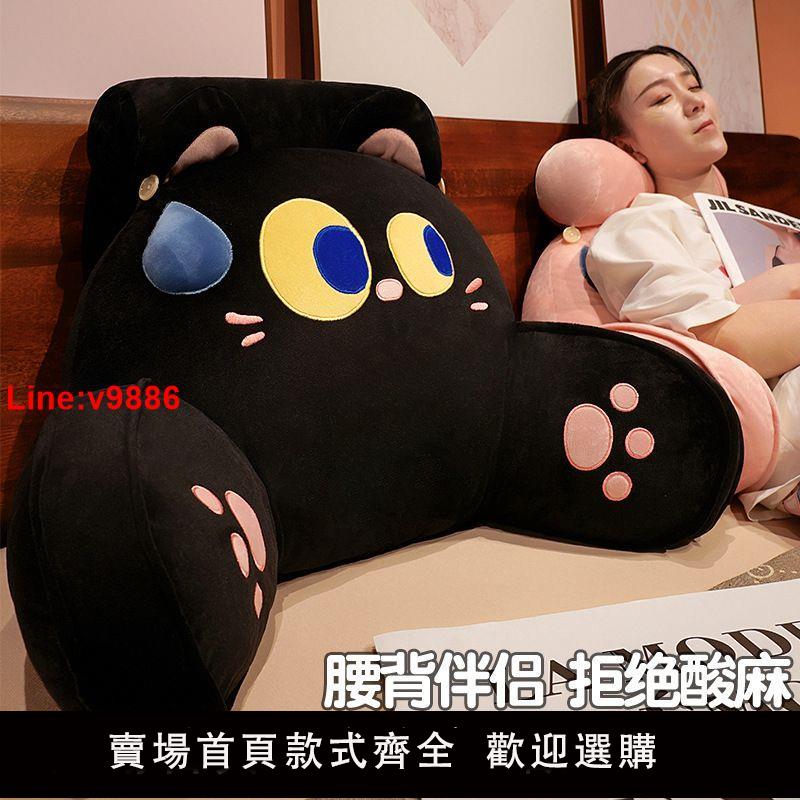 【臺灣公司 超低價】獨立內膽拆洗貓咪護腰靠宿舍靠枕靠背沙發辦公室久坐枕頭床上看書