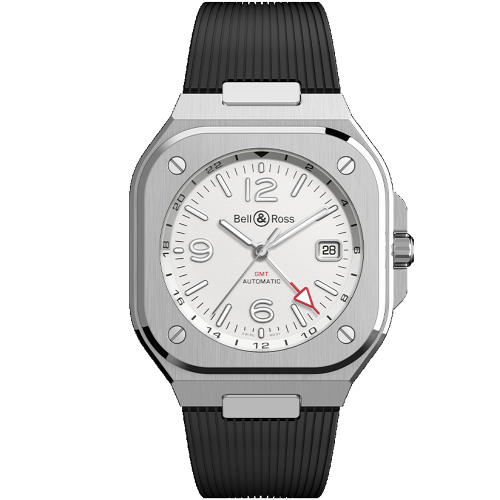Bell & Ross 柏萊士 BR 05 GMT系列時尚機械錶(BR05G-SI-ST/SRB)-41mm-白面膠帶【刷卡回饋 分期0利率】【APP下單22%點數回饋】
