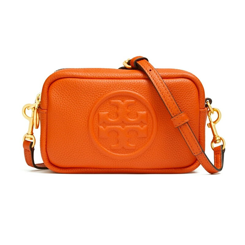 TORY BURCH 牛皮大LOGO雙拉鏈單肩斜跨相機包 55691