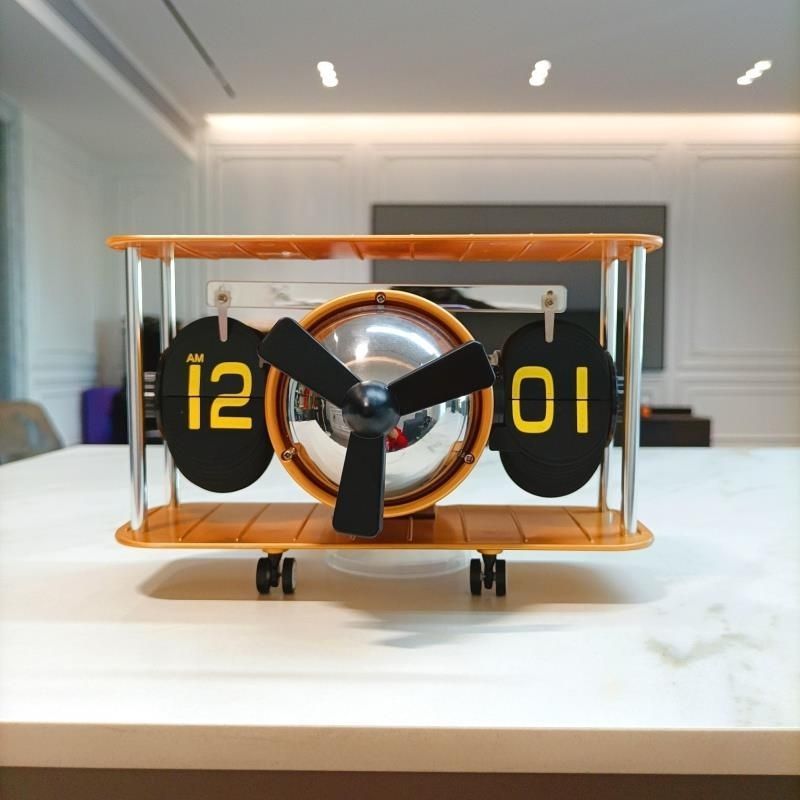 歐式簡約翻頁時鐘臺鐘擺件創意床頭電視櫃玄關鐘表座鐘節日禮物