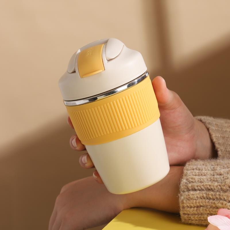 高顏值保溫杯女士學生便攜隨行咖啡杯316不銹鋼帶吸管可愛水杯子
