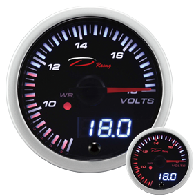 【D Racing三環錶/改裝錶】52mm電壓錶。SLD25燈可設定警示雙顯示系列