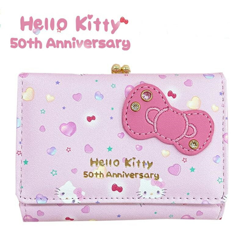 【震撼精品百貨】Hello Kitty 凱蒂貓~日本Sanrio三麗鷗 KITTY50週年紀念短夾-滿版*04036