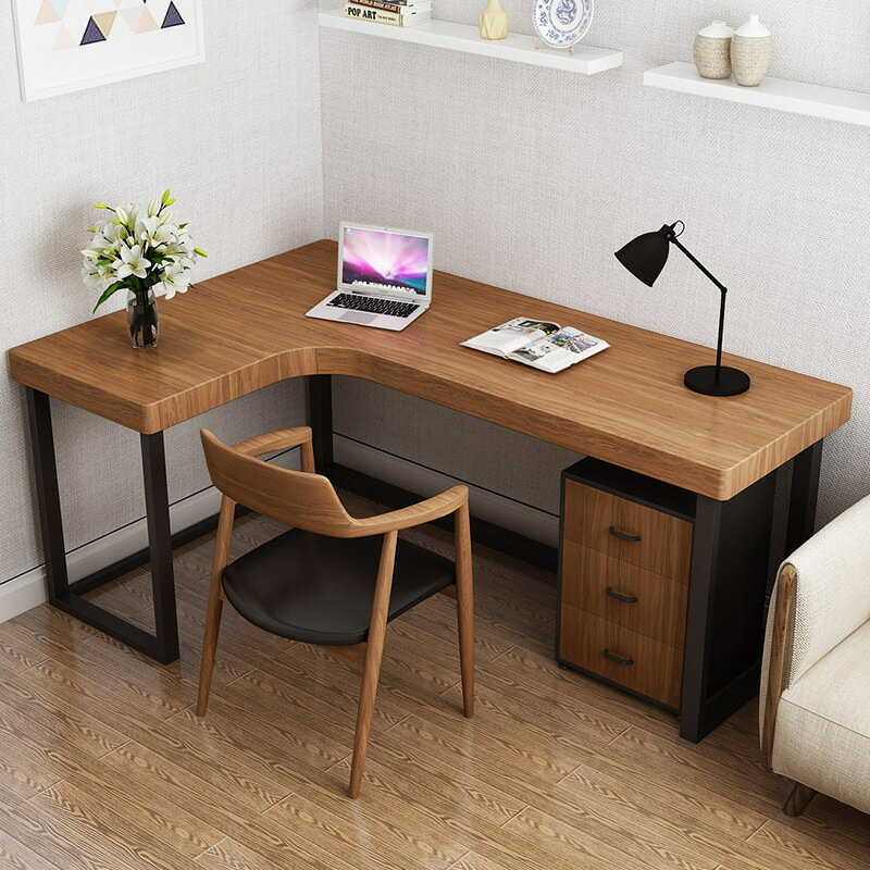 實木轉角書桌戶型式電腦桌辦公室藝型辦公桌