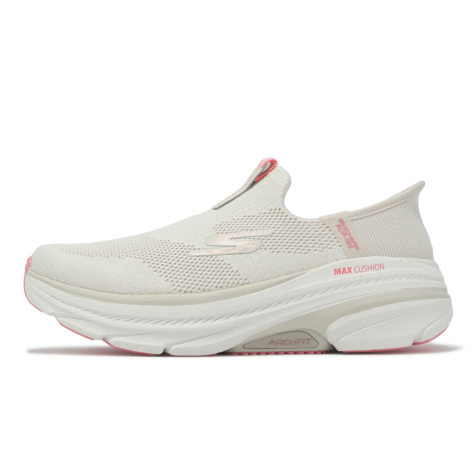 Skechers 休閒鞋 Max Cushioning Arch Fit 2.0 Slip-Ins 女鞋 寬楦 米粉紅