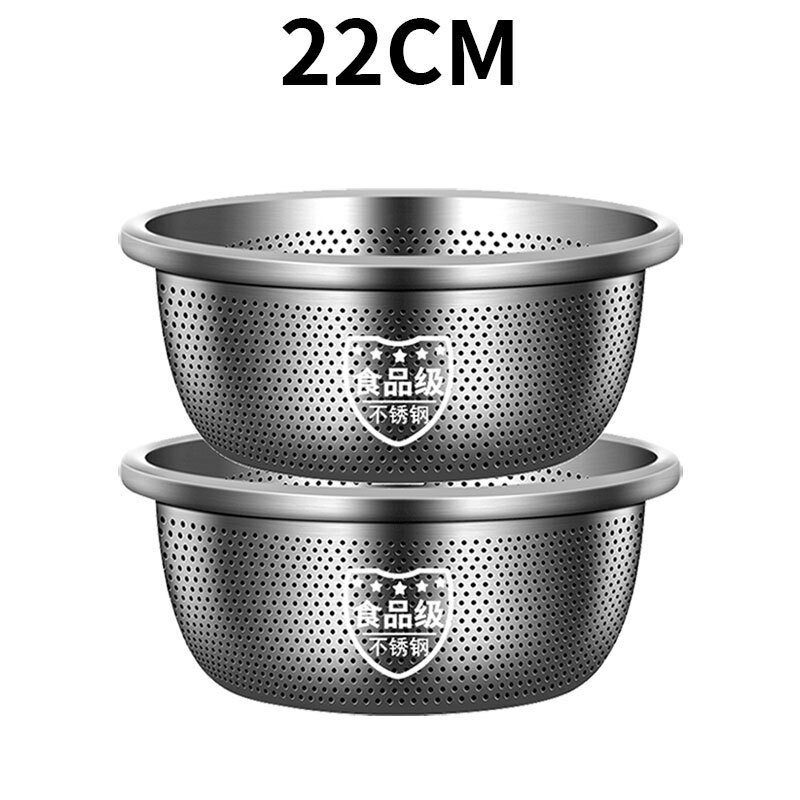 【喜挖】食品級不銹鋼瀝水籃加厚洗菜淘米篩水籃瀝水淘米漏盆 0
