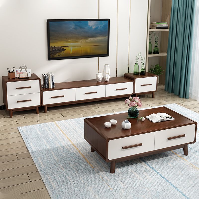 新款全實木現代簡約風北歐茶幾電視柜組合套裝簡約小戶型客廳地柜
