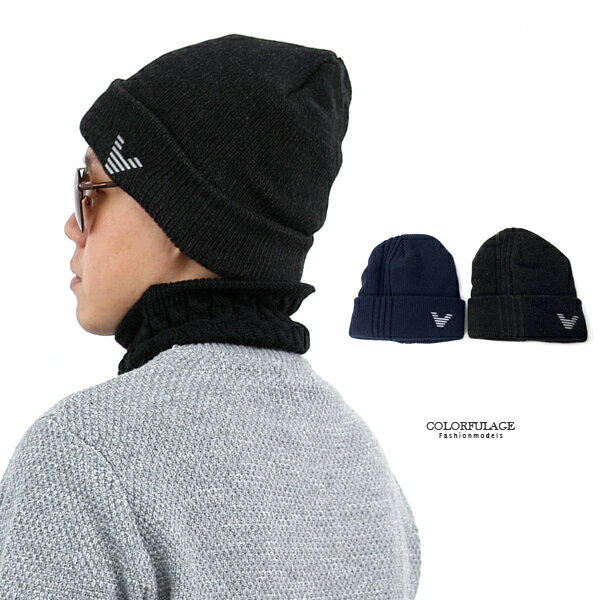 線條V字素色反折毛帽 內絨毛設計【NMA22】