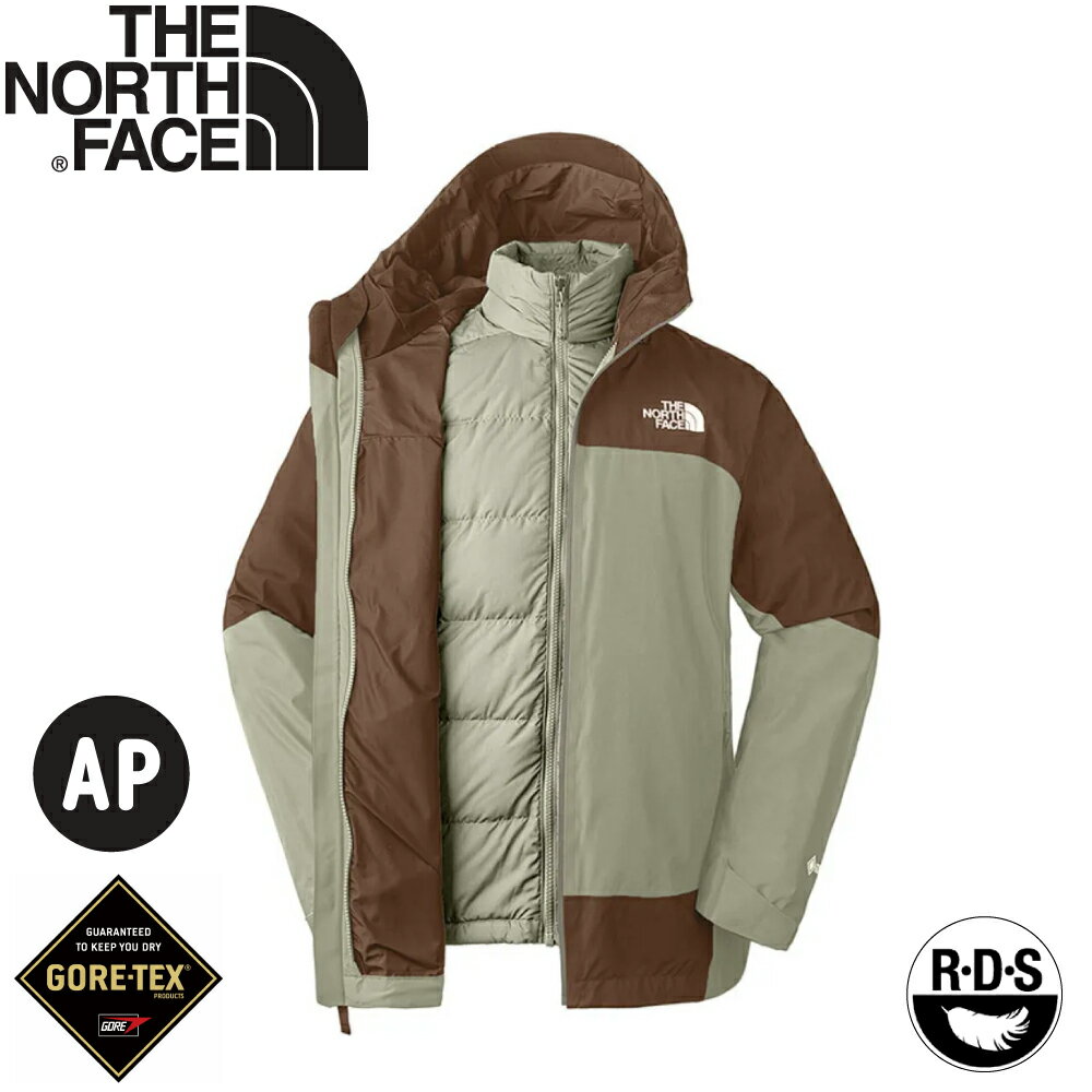 【The North Face 男 防水GTX兩件式羽絨外套AP《黏土灰/棕》】83RR/防水透氣/登山/羽絨/滑雪