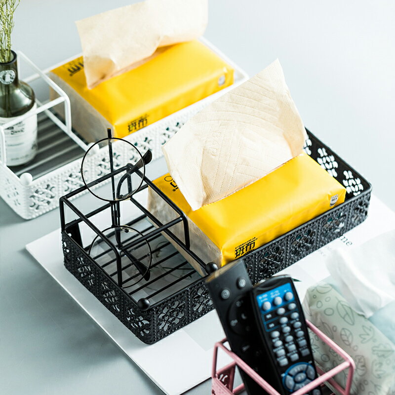 茶幾收納架客廳桌面紙巾抽紙遙控器多功能創意鐵藝浴室置物架
