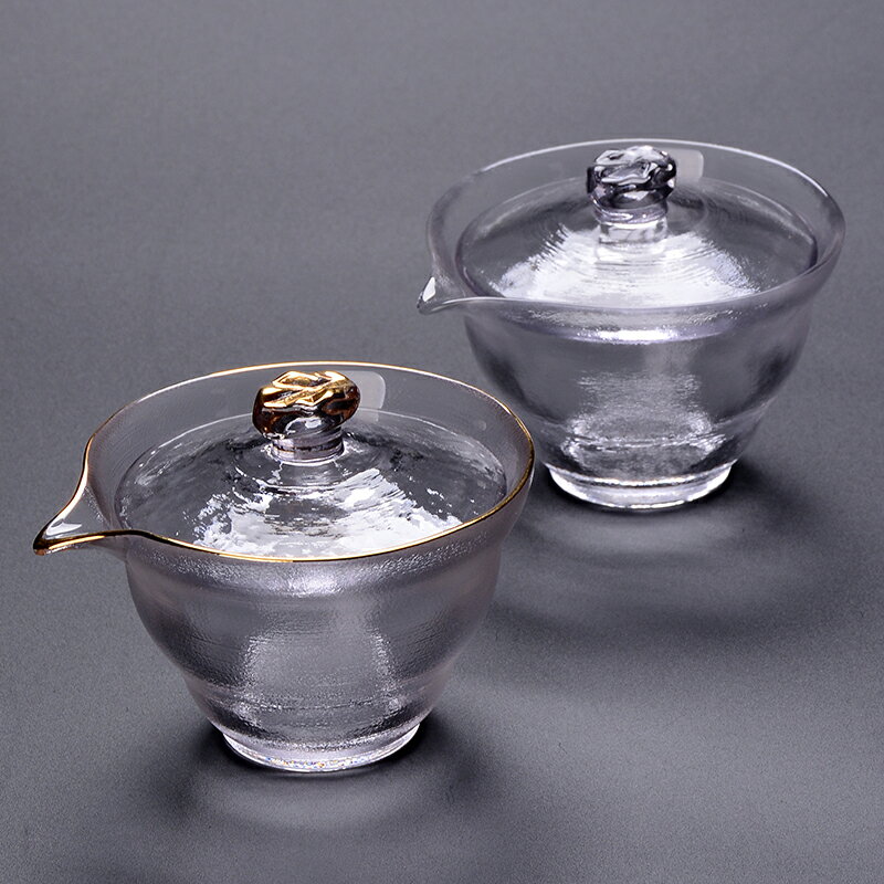 加厚耐熱玻璃蓋碗手抓壺日式錘紋初雪三才碗功夫茶具泡茶壺茶杯器