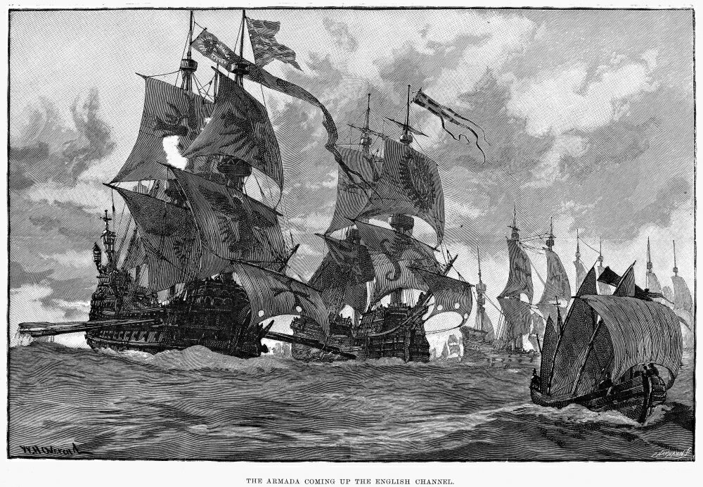 naval battles between the english fleet and the spanish armada could be summed up