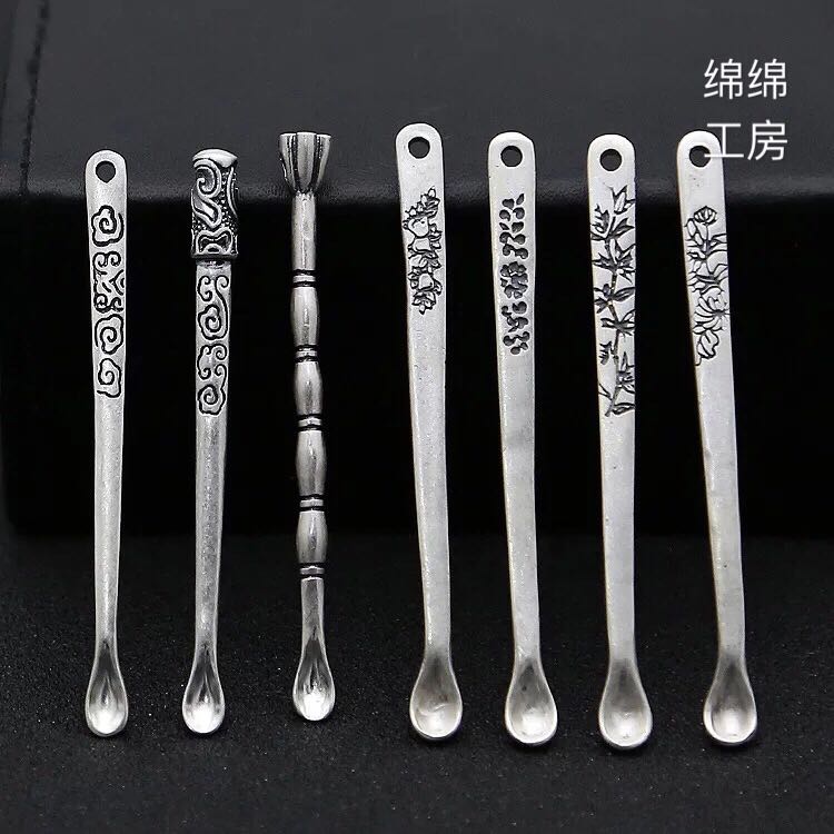S990足銀飾品純銀挖耳勺男女蓮花祥雲個性挖耳朵神器鏟子復古泰銀