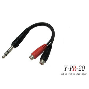 台製 Stander Y-PR-20 6.3mm 立體聲公頭 轉 RCA 左右母頭 音源訊號分接線【唐尼樂器】