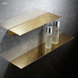 衛浴系列 北歐浴室一字隔金色衛生間置物架加厚304不銹鋼隔板收納架化妝臺