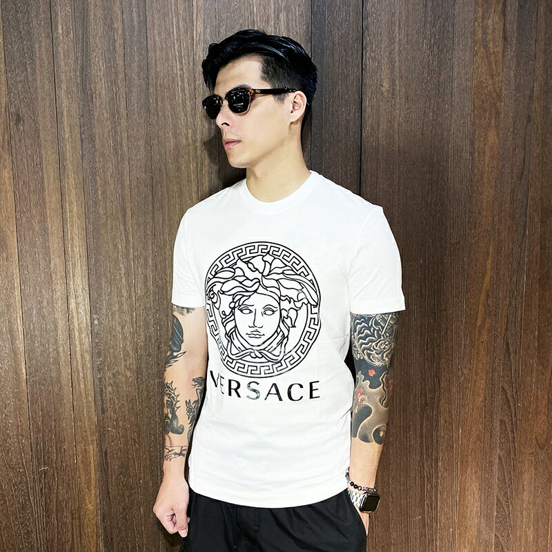 美國百分百【全新真品】Versace Jeans 凡賽斯 短袖 棉質 T恤 VJ 上衣 LOGO 短T 白色 CU19