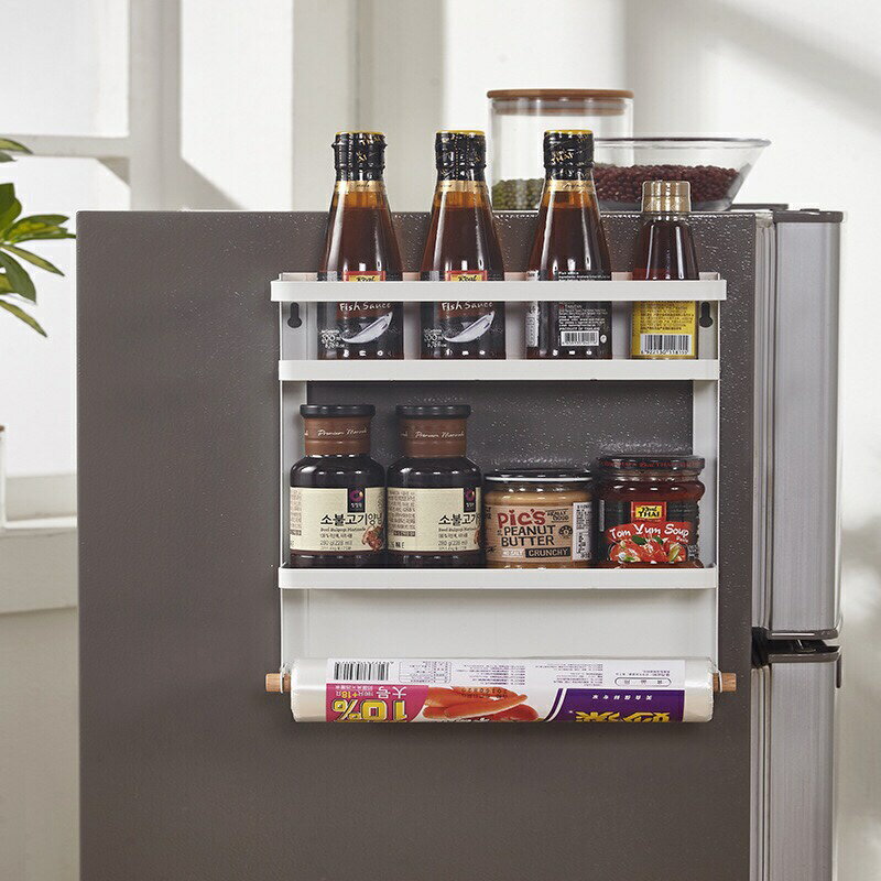 多功能儲物收納架家用廚房磁吸冰箱側面置物架可折疊儲物收納用品