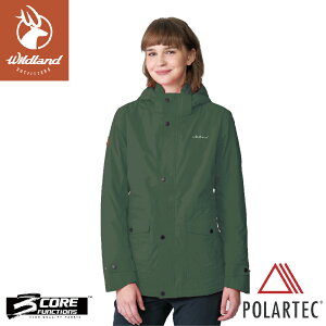 【Wildland 荒野 女 Polartec中空輕量防水外套《黑森林》】0B12909/長版防風外套