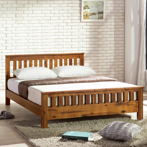 Sally 莎莉柚木本色全實木床台 6尺 實木製造、低甲醛、雙人加大、雙人床架、queen size、柚木,實木床板,床台,床頭片【myhome8居家無限】★APP下單享點數4% 1