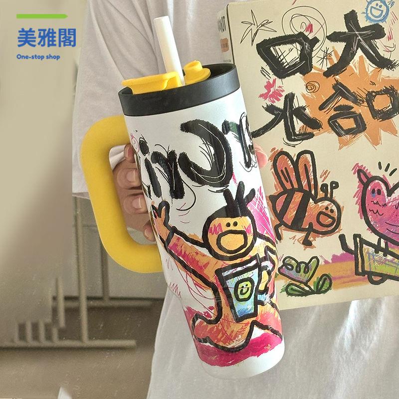 免運 水杯 保溫杯 保溫壺 水壺 大口哈保溫杯囤囤高顏值大容量巨無霸男女生吸管杯辦公保冷水杯子 八折下殺 快速出貨sysb