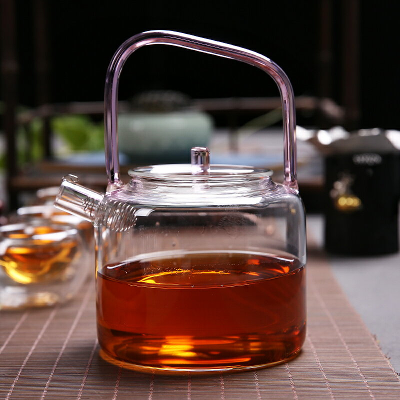 傳藝窯手工加厚玻璃花茶壺耐熱過濾電陶爐適用燒水壺透明功夫茶具