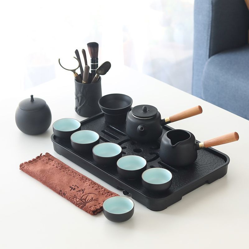 日式功夫茶具套裝整套茶杯家用客廳辦公室陶瓷泡茶壺現代簡約茶盤